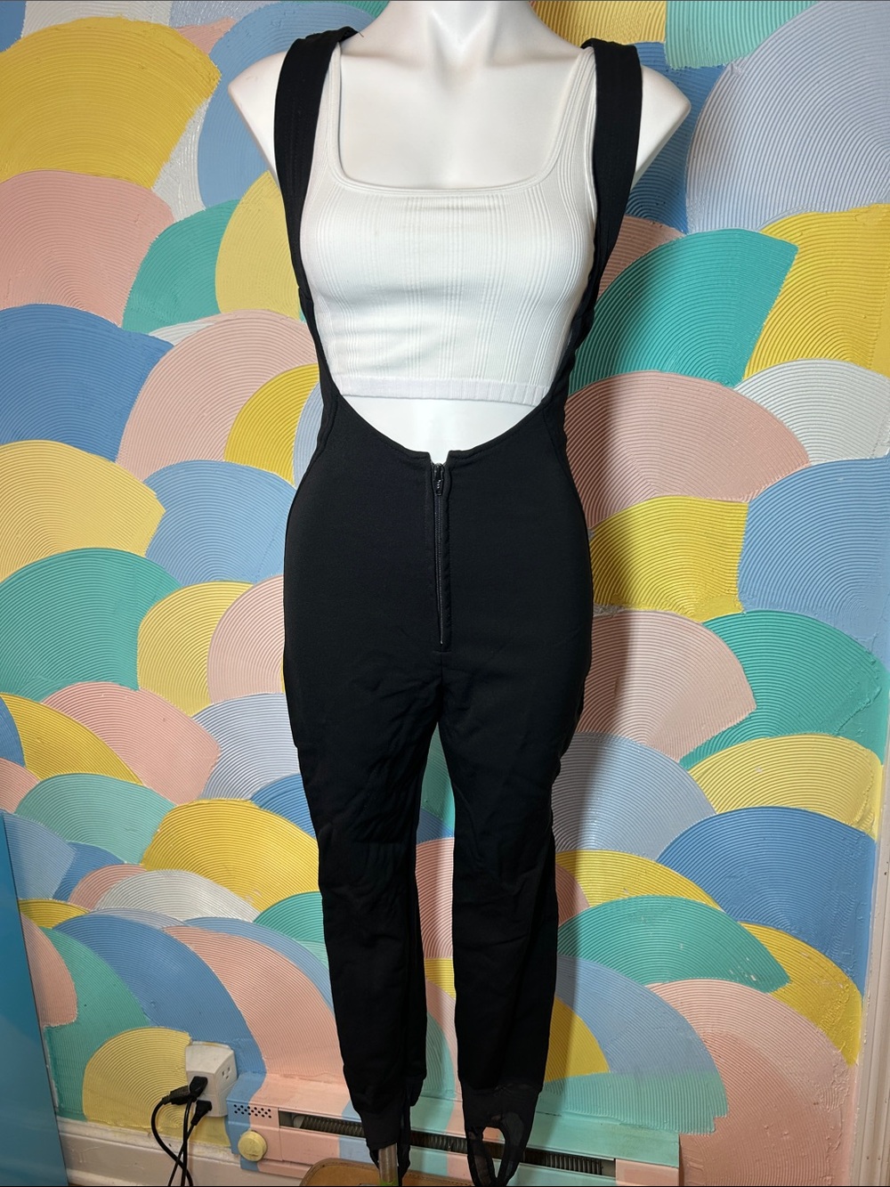 Schoeller Vintage Black Wetsuit High-Rise Suspender Jumpsuit women’s sz 8 long